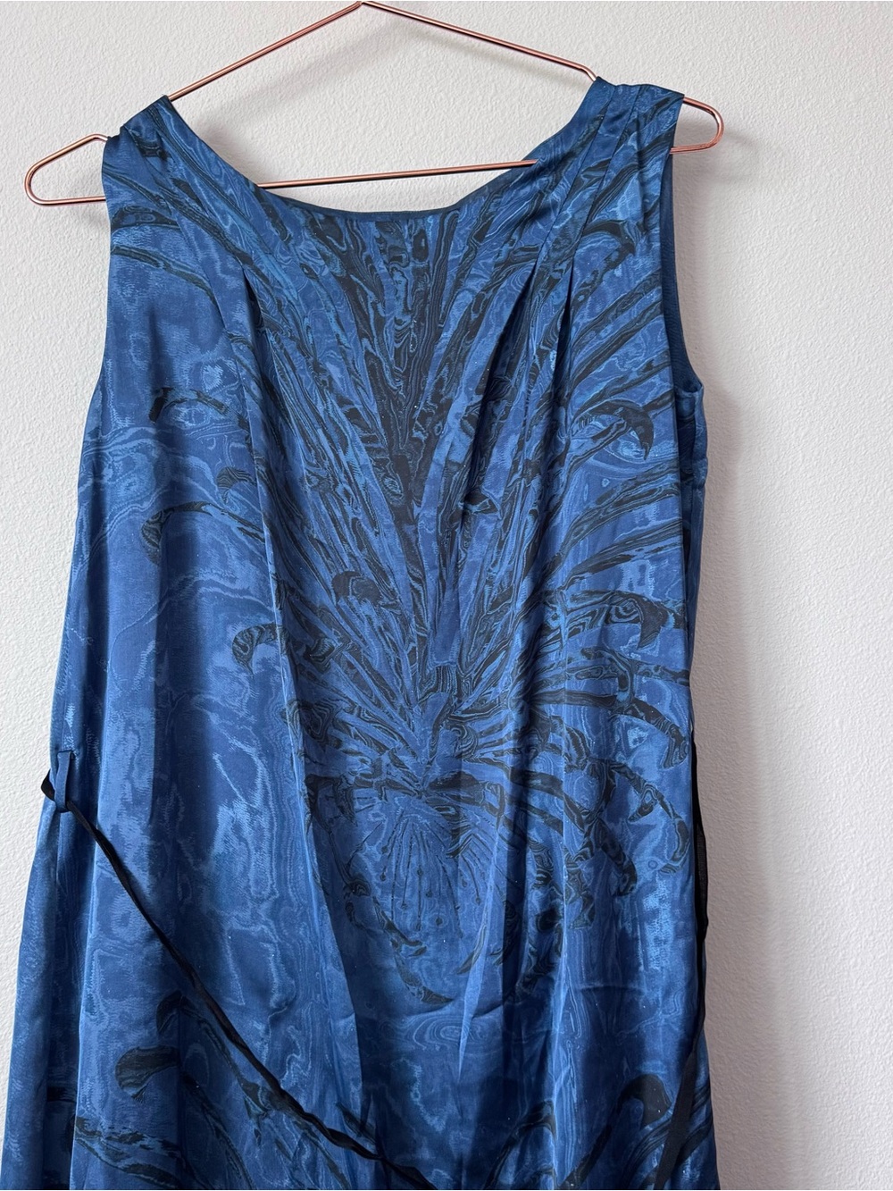 Pas De Calais Blue Marble-Print Sleeveless Midi Dress - Picture 3 of 10